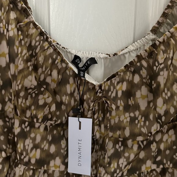 Dynamite Eliza Smocked Mini Flare Dress - Picture 3 of 4